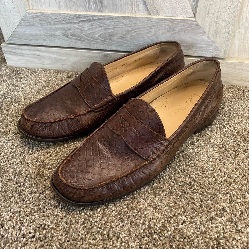 Cole Haan Ladies Brown Leather Croc 🐊 Penny Loafer 9.5B
